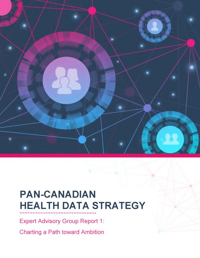 Title page for the pan-Canadian Health Data Strategy first expert advisory group report in english